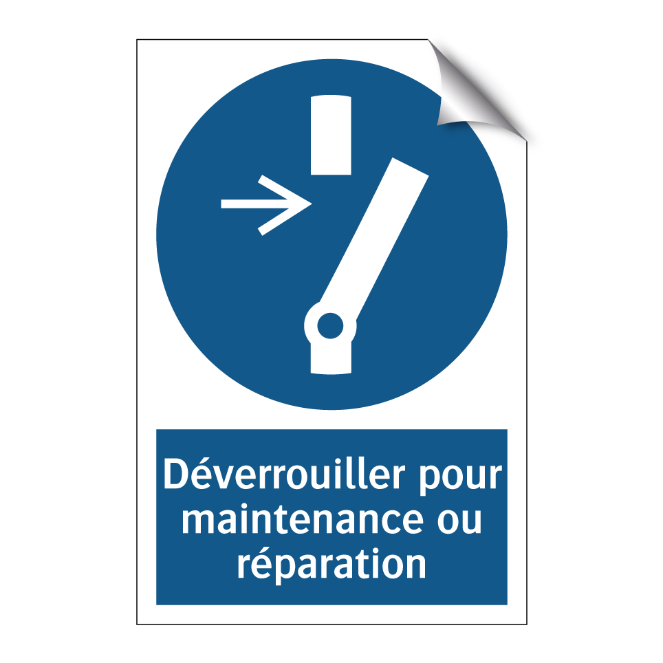 Déverrouiller pour maintenance ou réparation