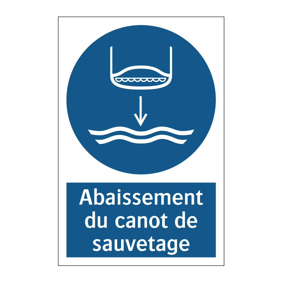 Abaissement du canot de sauvetage