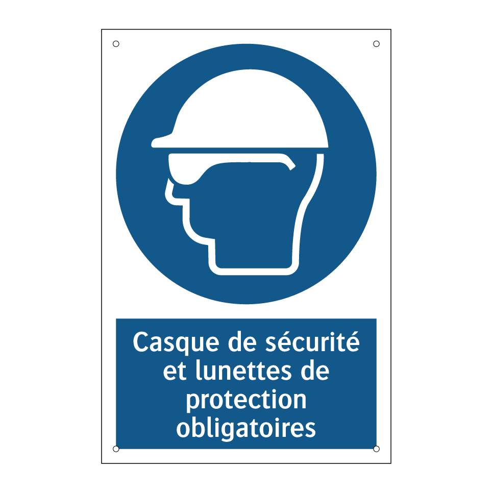 Casque de sécurité et lunettes de protection obligatoires