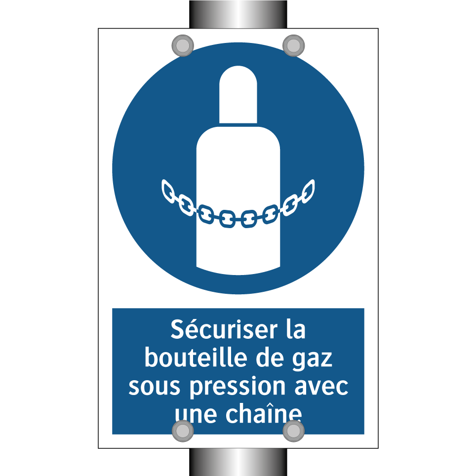 Sécuriser la bouteille de gaz sous pression avec une chaîne