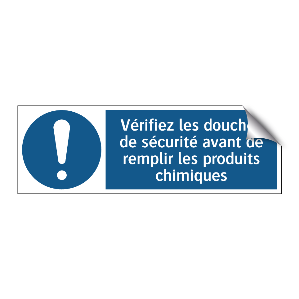 Vérifiez les douches de sécurité avant de remplir les produits chimiques