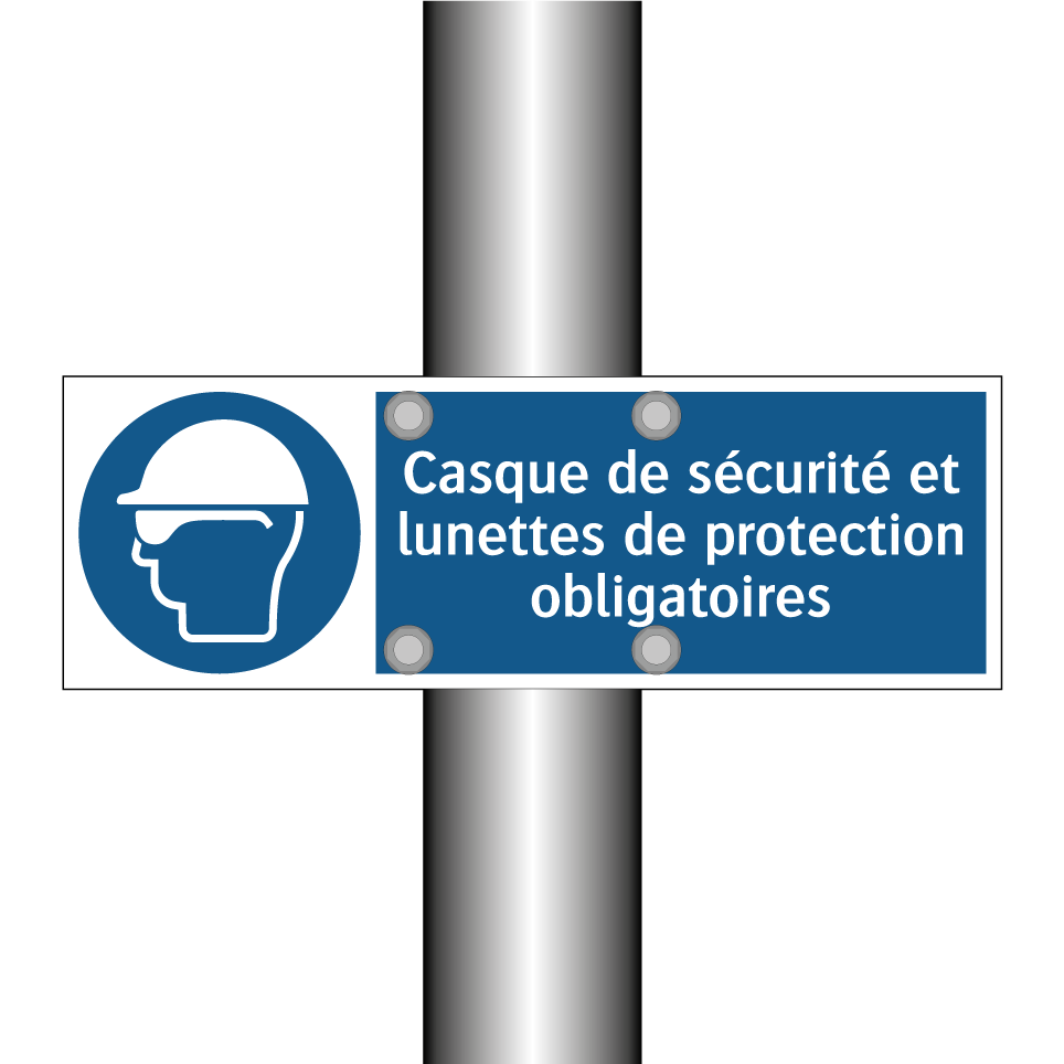 Casque de sécurité et lunettes de protection obligatoires