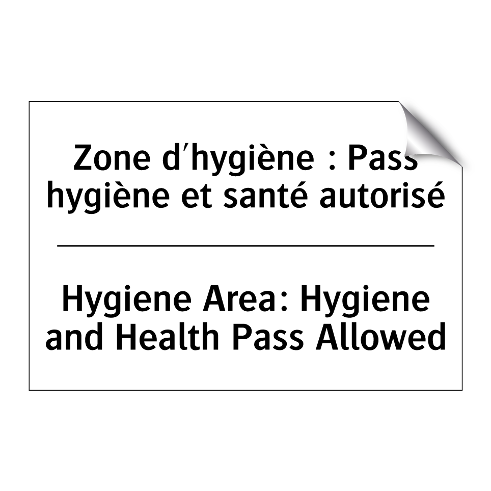 Zone d'hygiène : Pass hygiène  /.../ - Hygiene Area: Hygiene and Health  /.../