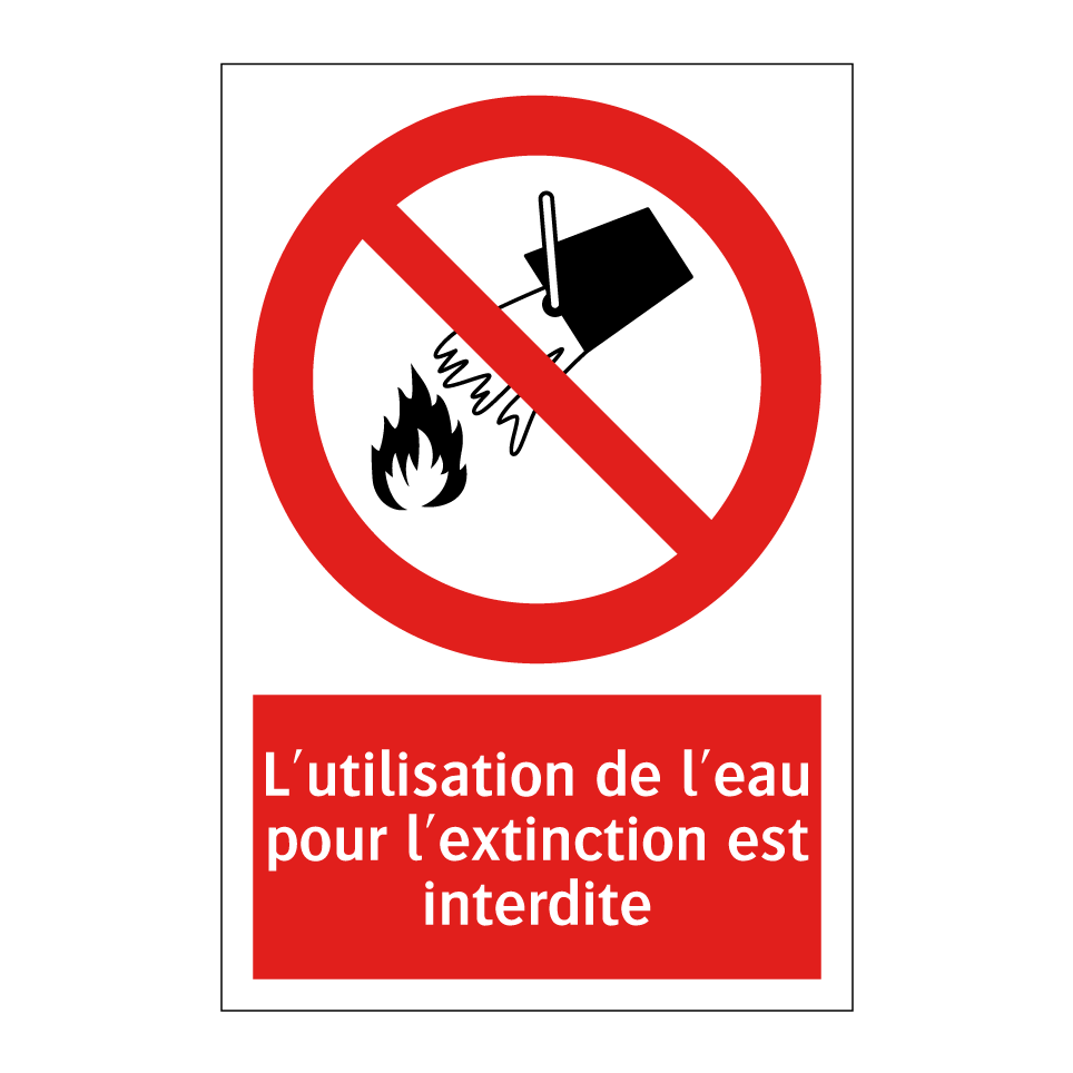 L'utilisation de l'eau pour l'extinction est interdite