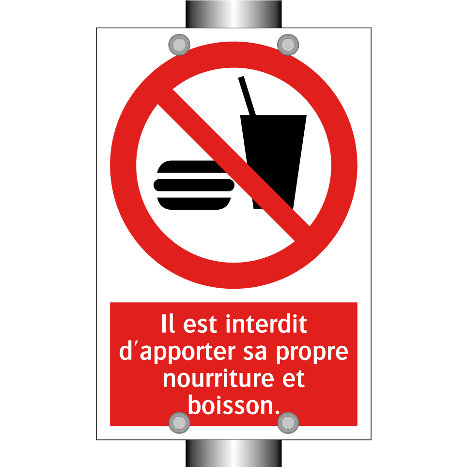 Il est interdit d'apporter sa propre nourriture et boisson.