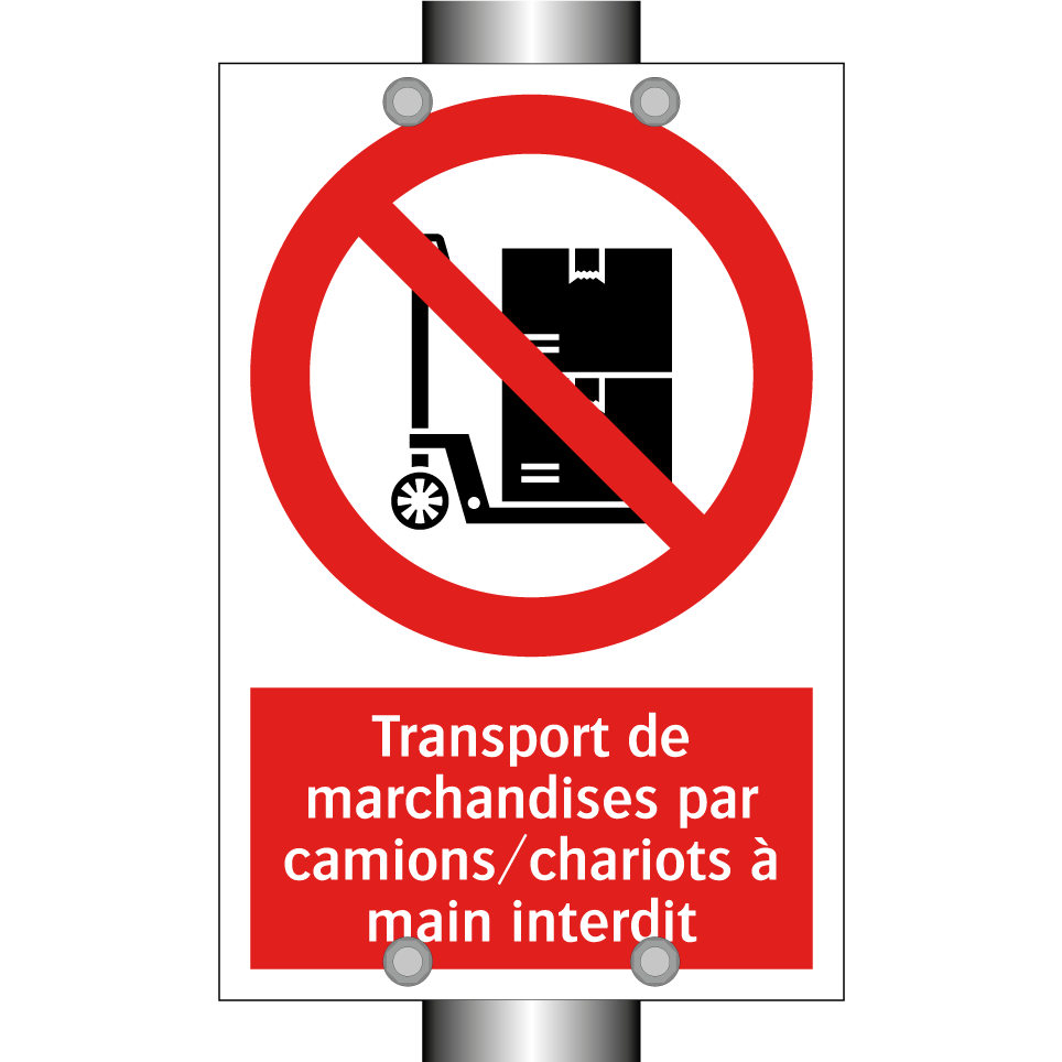 Transport de marchandises par camions/chariots à main interdit