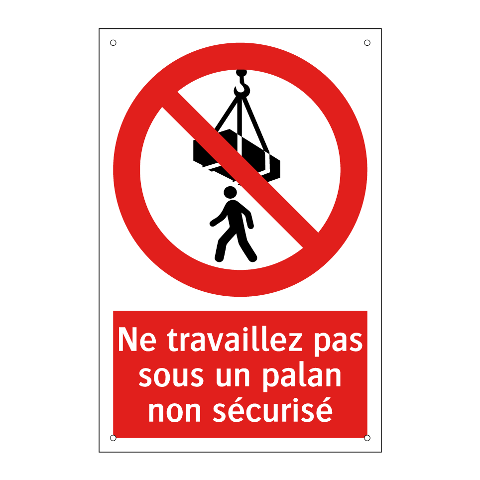 Ne travaillez pas sous un palan non sécurisé