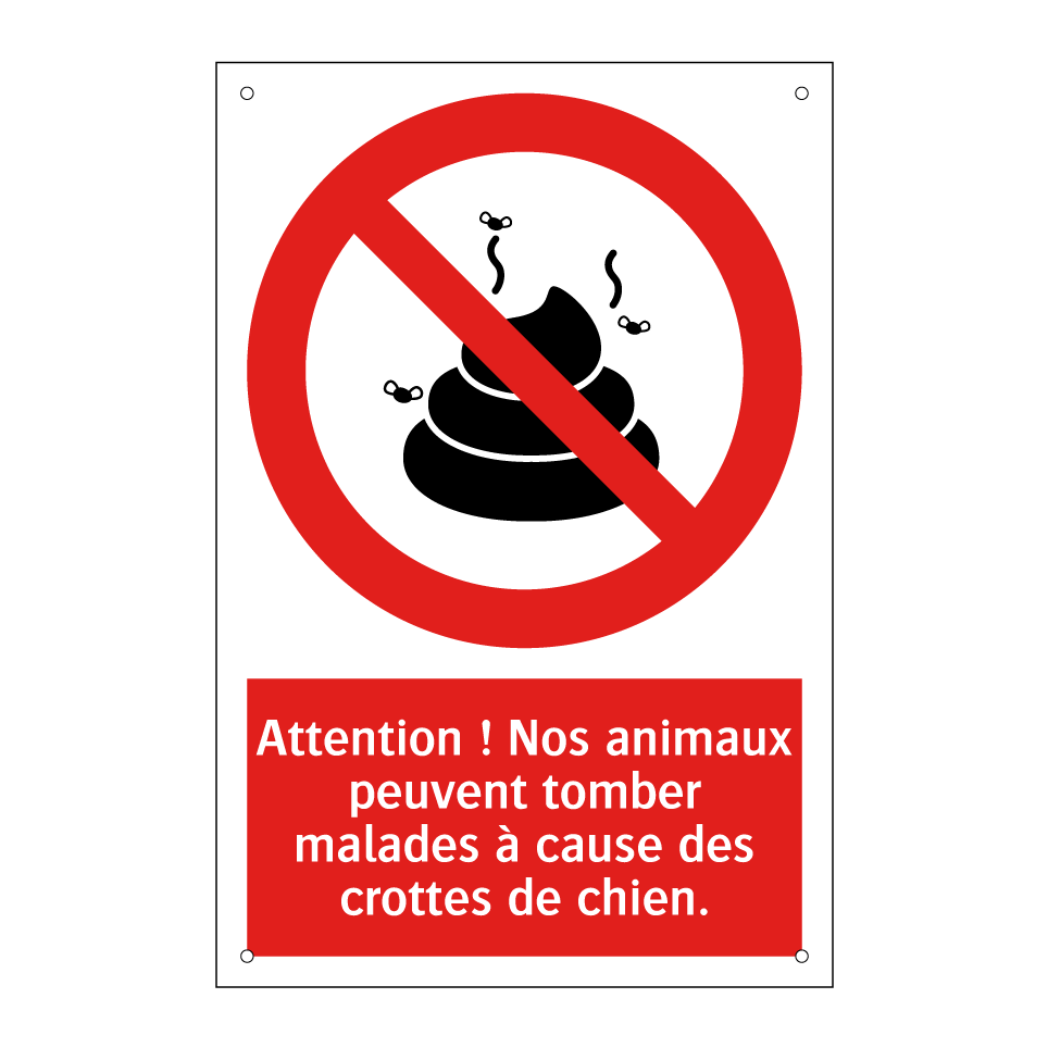 Attention ! Nos animaux peuvent tomber malades à cause des crottes de chien.