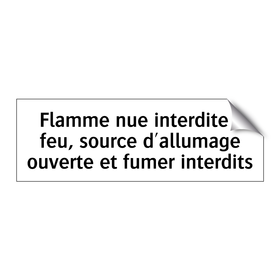 Flamme nue interdite : feu, source d'allumage ouverte et fumer interdits