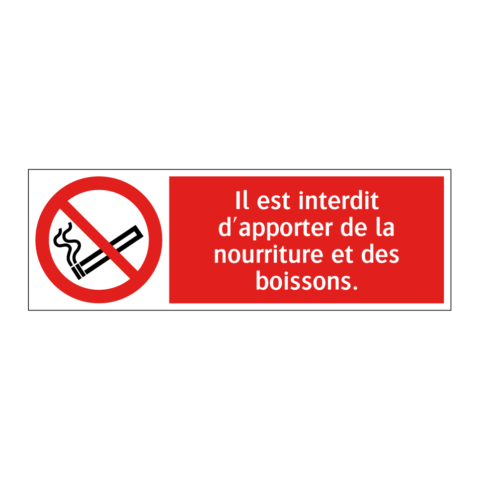 Il est interdit d'apporter de la nourriture et des boissons.