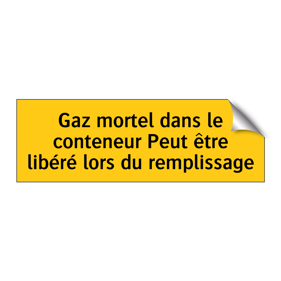 Gaz mortel dans le conteneur Peut être libéré lors du remplissage