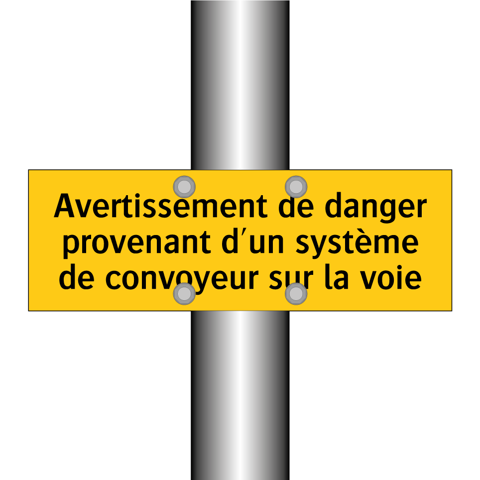 Avertissement de danger provenant d'un système de convoyeur sur la voie