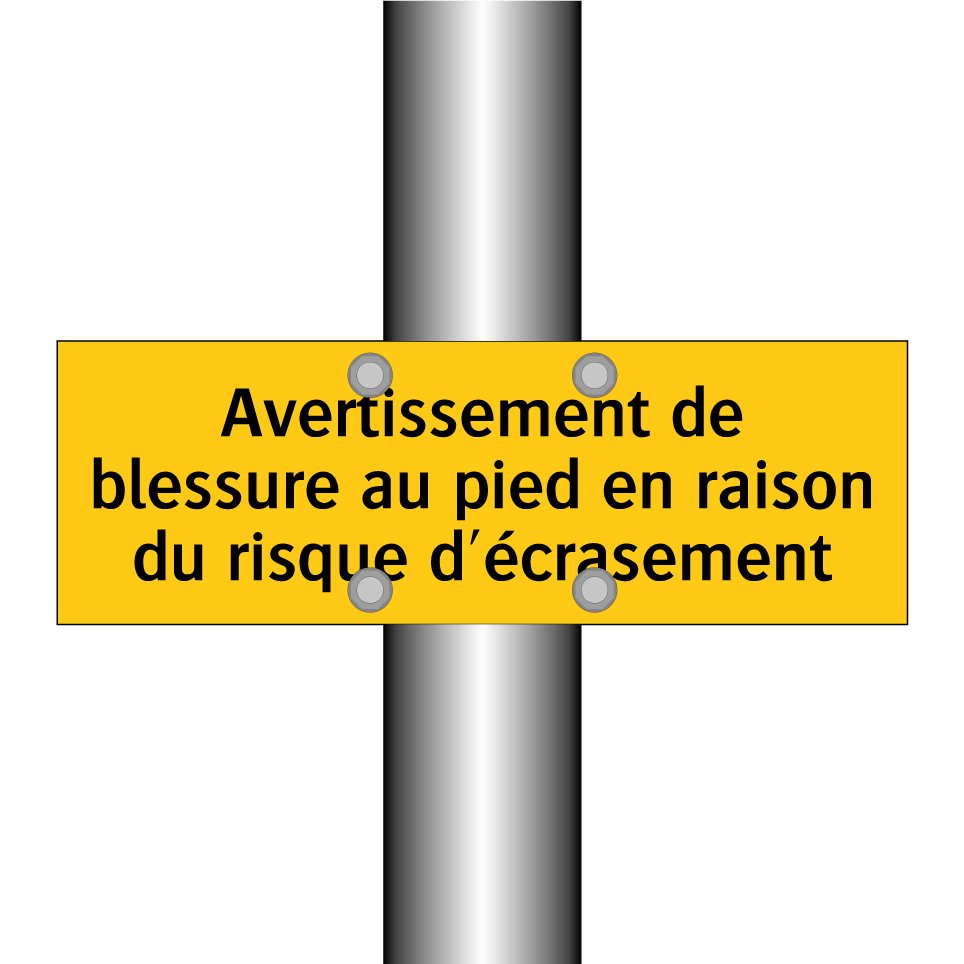 Avertissement de blessure au pied en raison du risque d'écrasement