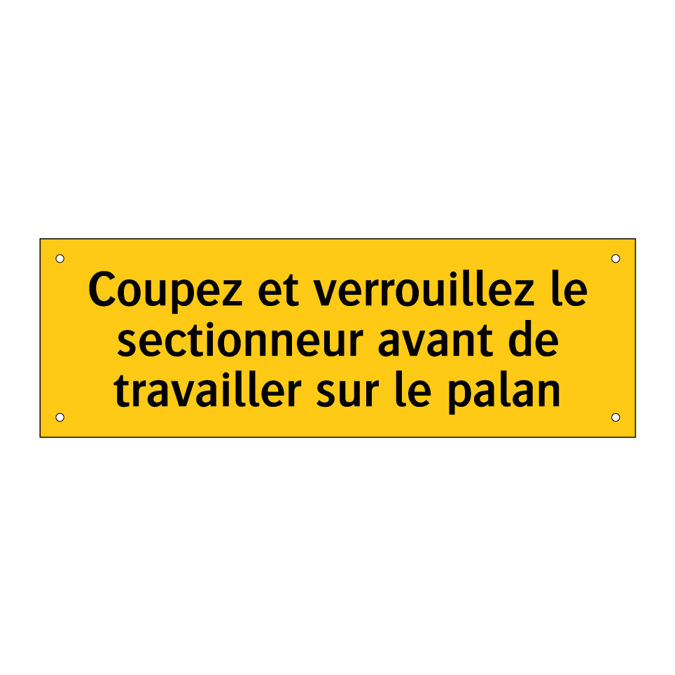 Coupez et verrouillez le sectionneur avant de travailler sur le palan