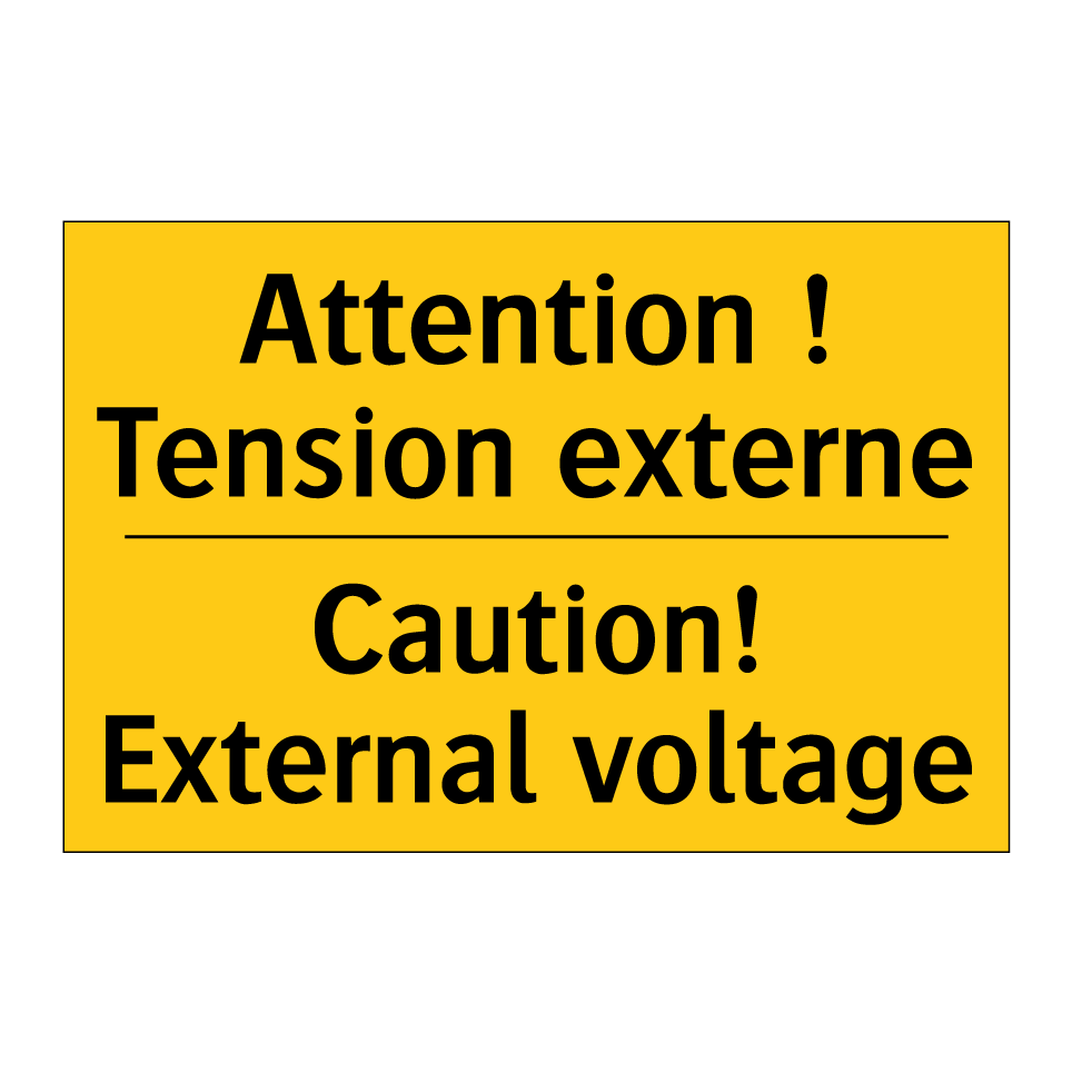Attention ! Tension externe - Caution! External voltage