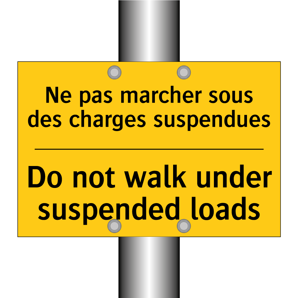 Ne pas marcher sous des charges  /.../ - Do not walk under suspended loads /.../