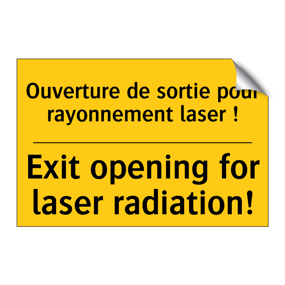 Ouverture de sortie pour rayonnement  /.../ - Exit opening for laser radiation! /.../