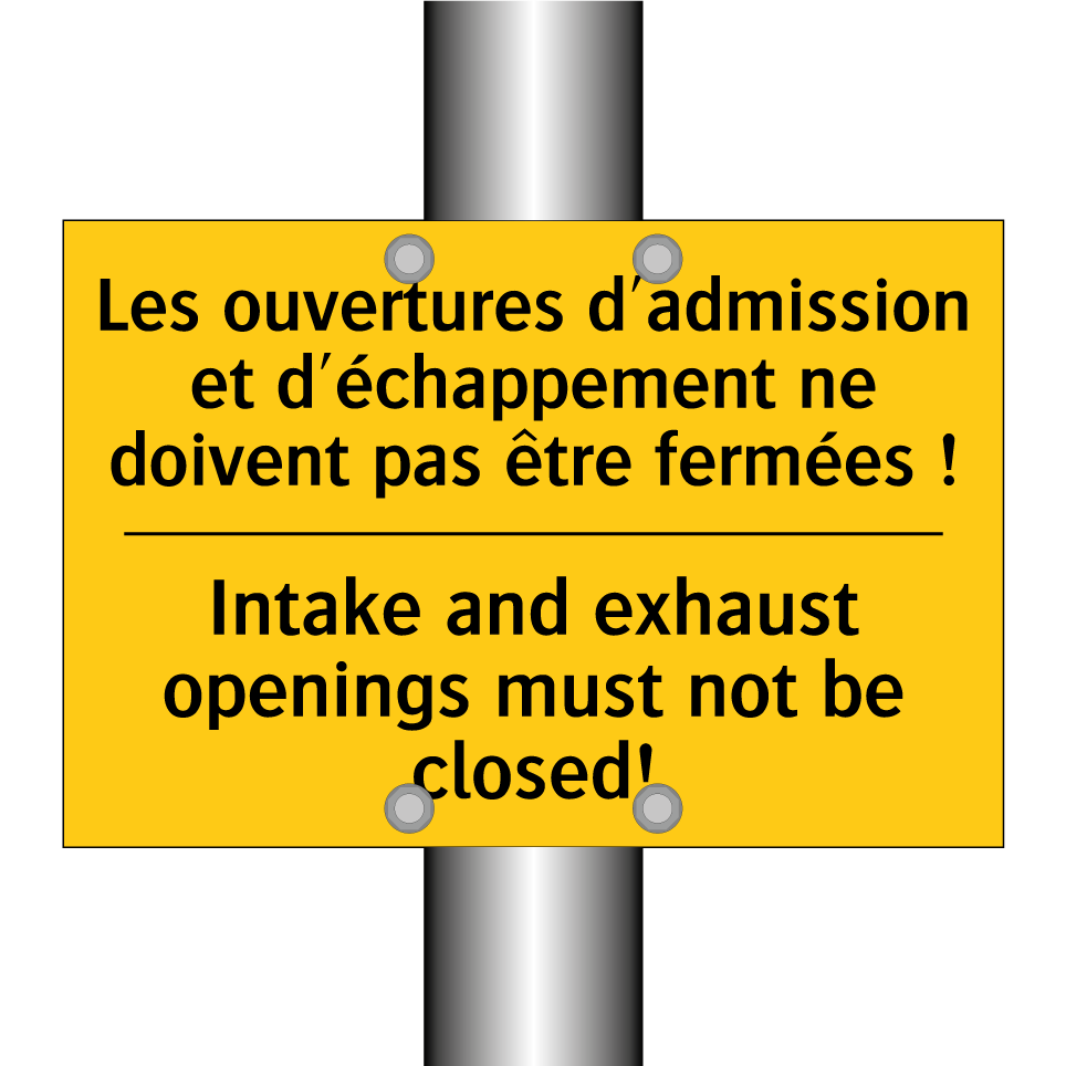 Les ouvertures d'admission et  /.../ - Intake and exhaust openings must  /.../