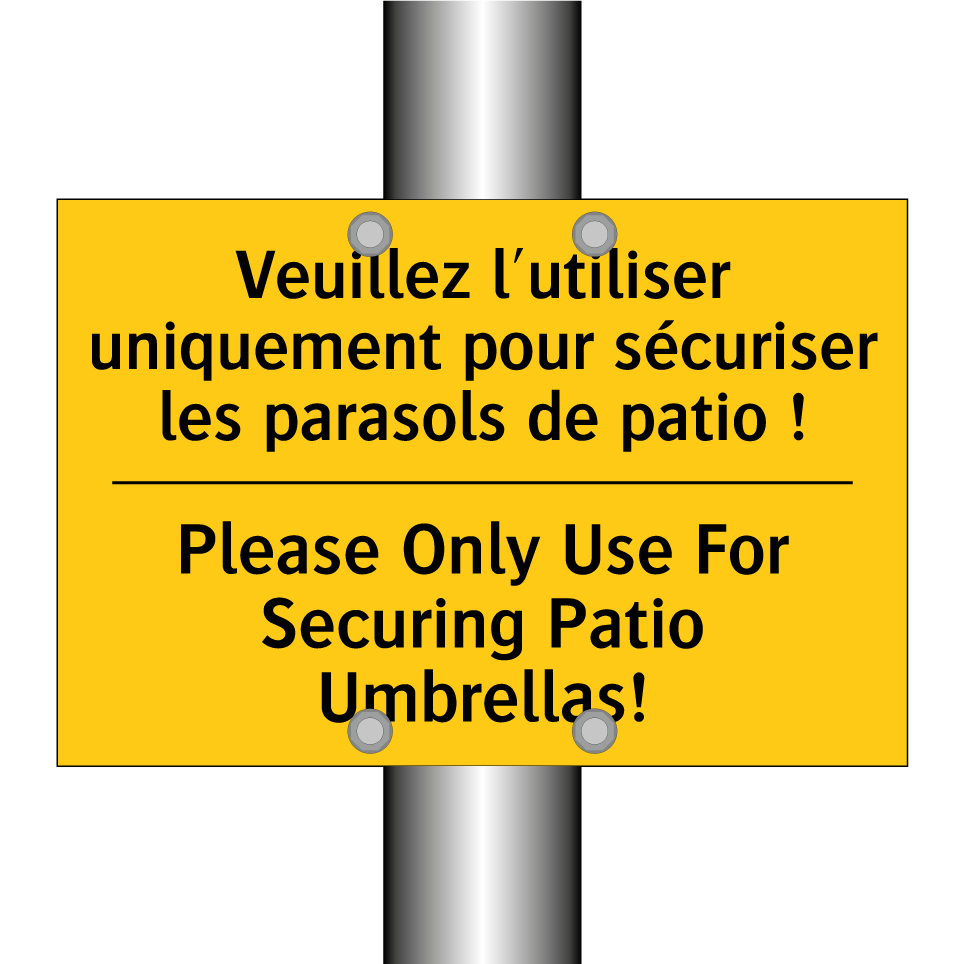 Veuillez l'utiliser uniquement  /.../ - Please Only Use For Securing Patio  /.../
