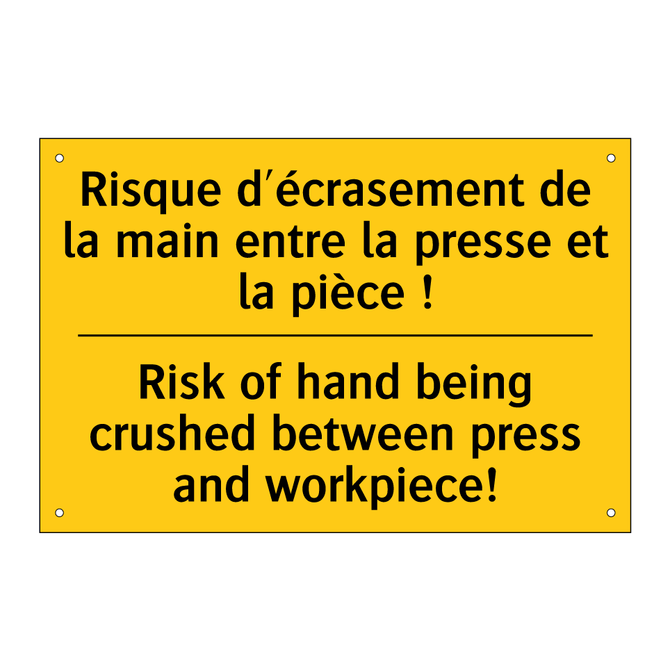 Risque d'écrasement de la main  /.../ - Risk of hand being crushed between  /.../