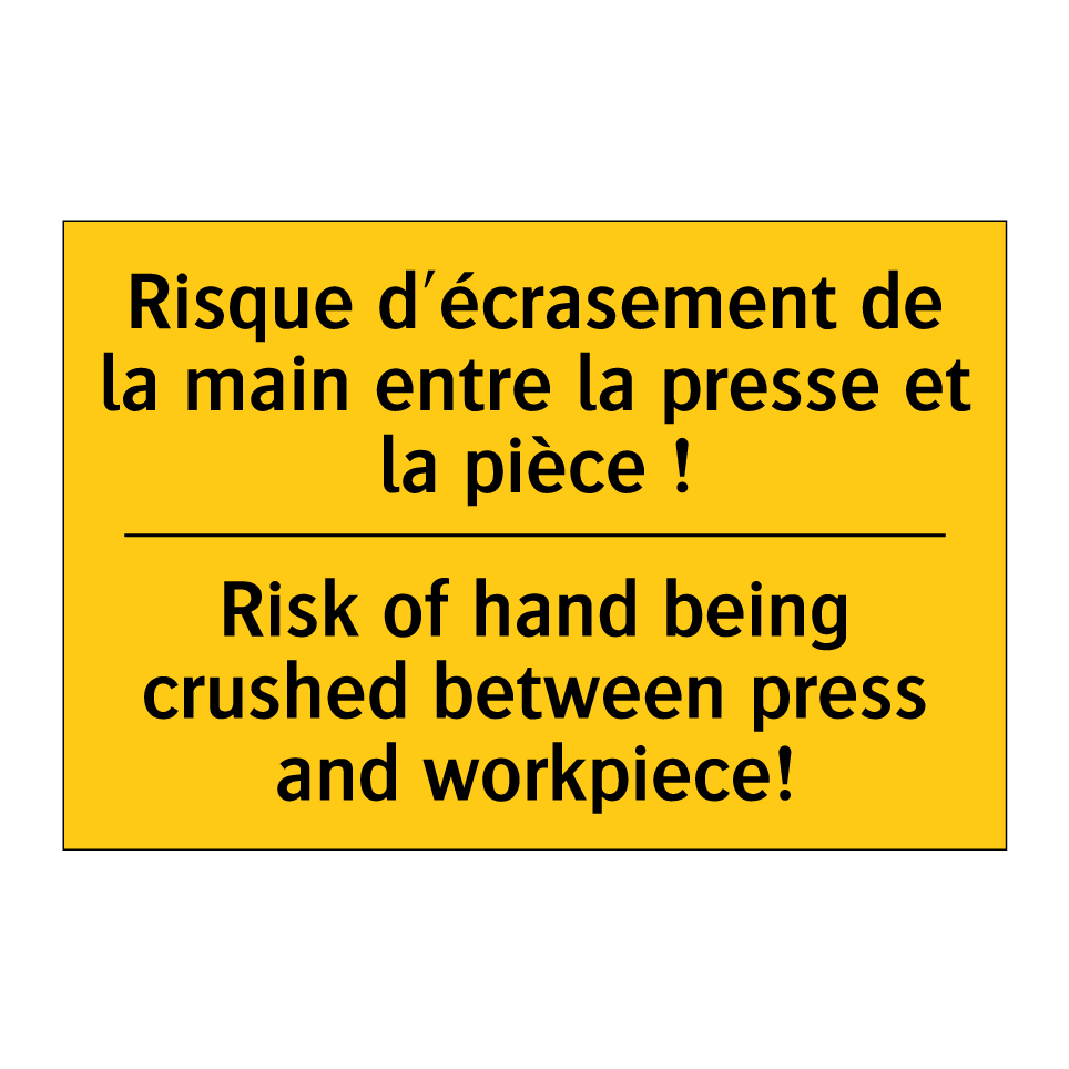 Risque d'écrasement de la main  /.../ - Risk of hand being crushed between  /.../
