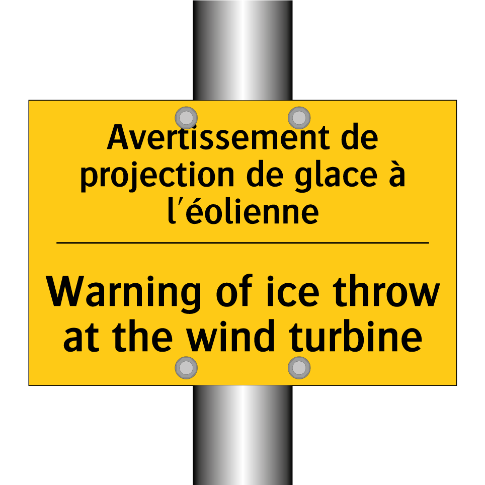 Avertissement de projection de  /.../ - Warning of ice throw at the wind  /.../