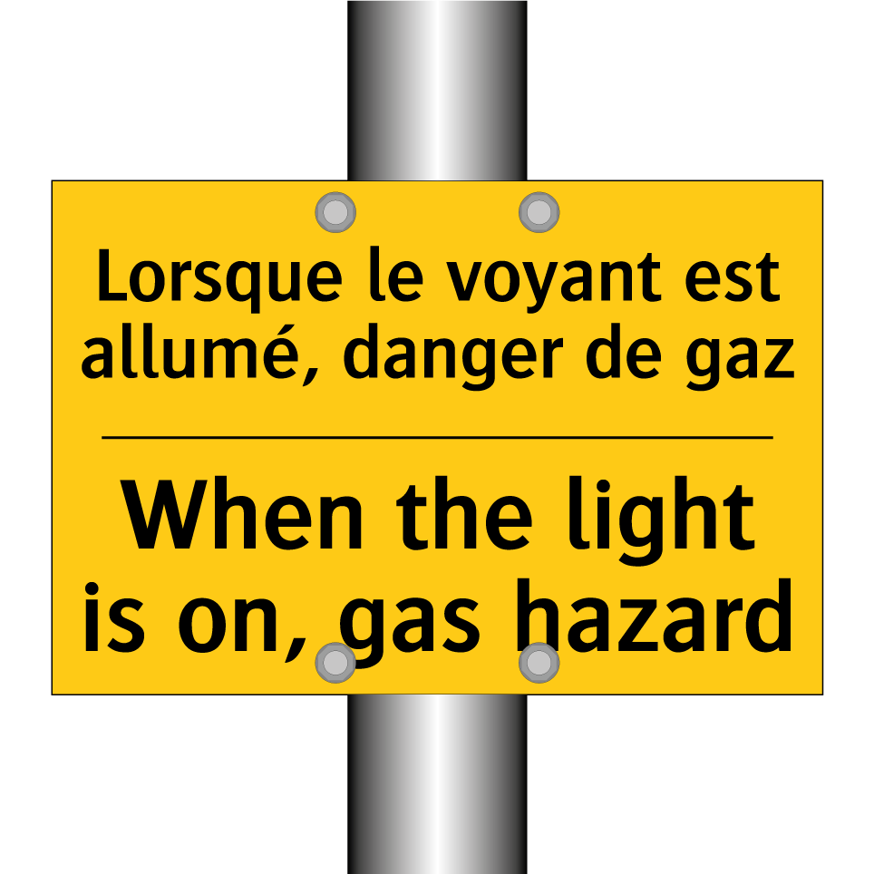 Lorsque le voyant est allumé,  /.../ - When the light is on, gas hazard /.../