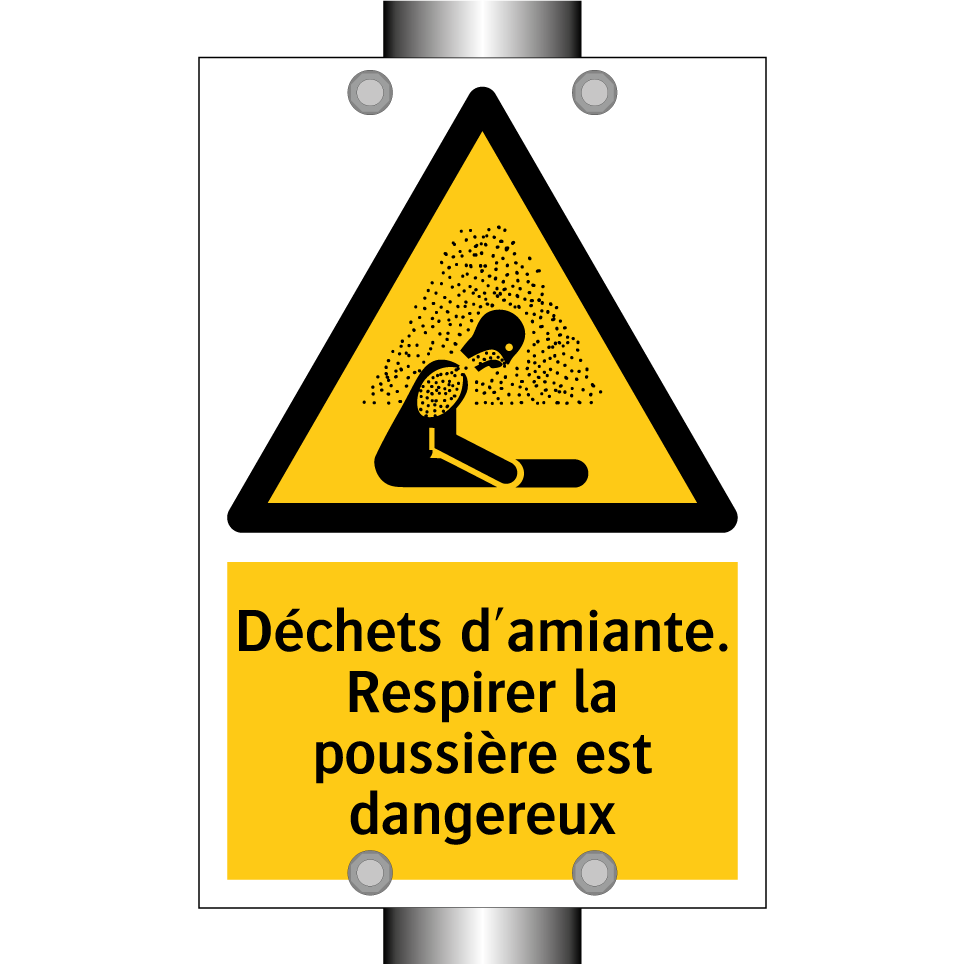 Déchets d'amiante. Respirer la poussière est dangereux