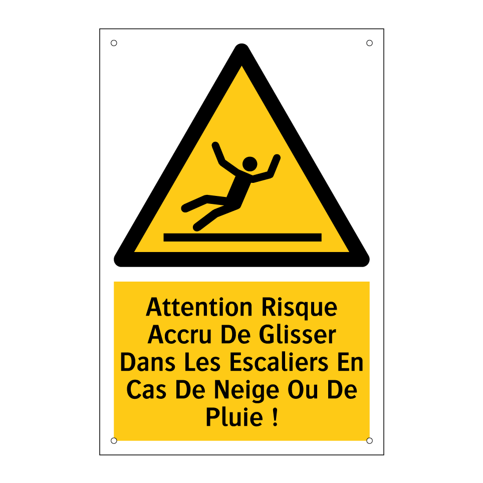 Attention Risque Accru De Glisser Dans Les Escaliers En Cas De Neige Ou De Pluie !