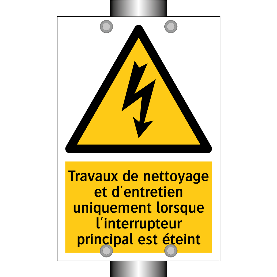 Travaux de nettoyage et d'entretien uniquement lorsque l'interrupteur principal est éteint