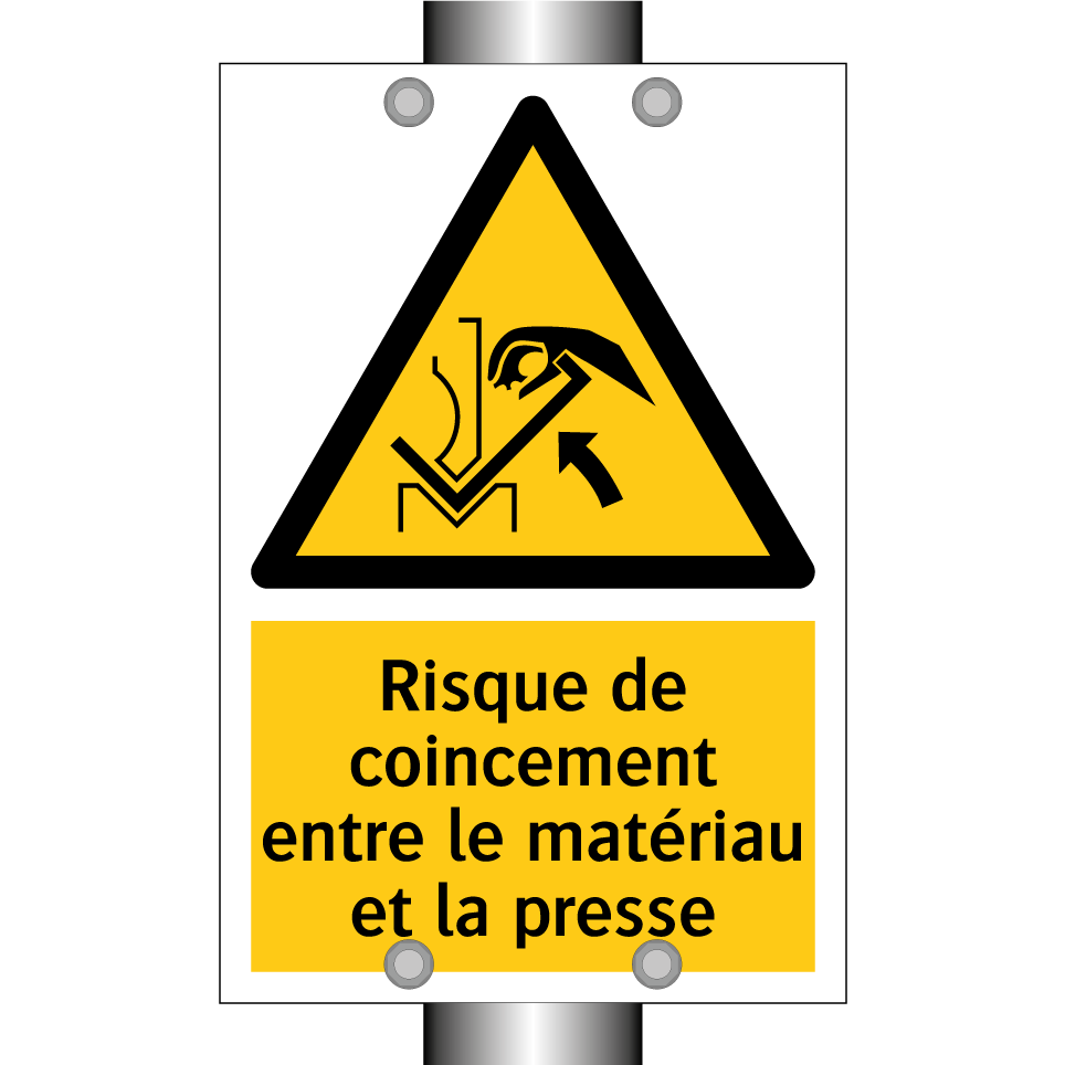 Risque de coincement entre le matériau et la presse