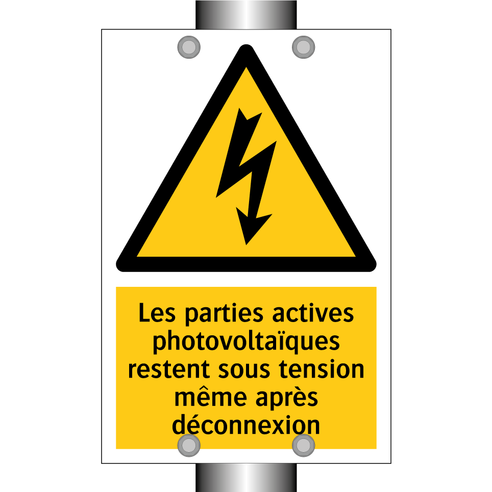 Les parties actives photovoltaïques restent sous tension même après déconnexion