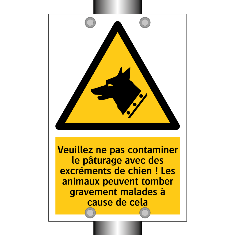 Veuillez ne pas contaminer le pâturage avec des excréments de chien ! Les animaux peuvent tomber gravement malades à cause de cela