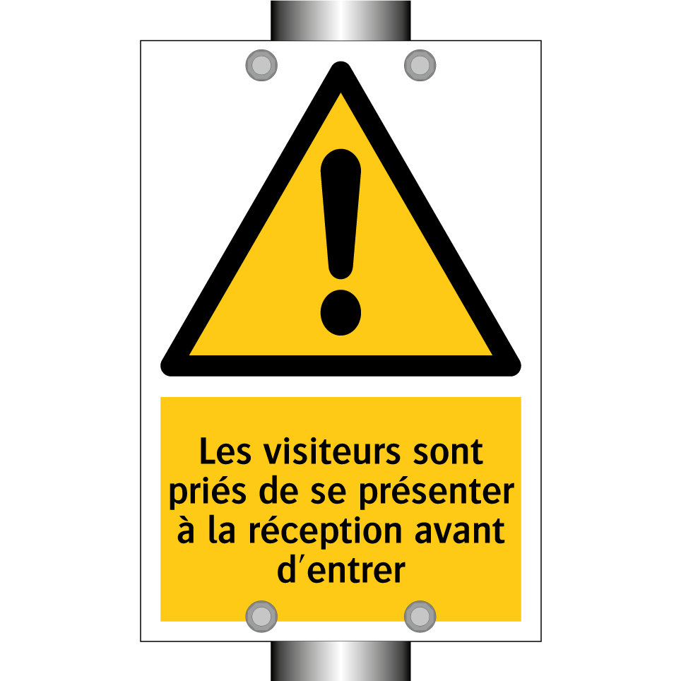 Les visiteurs sont priés de se présenter à la réception avant d'entrer
