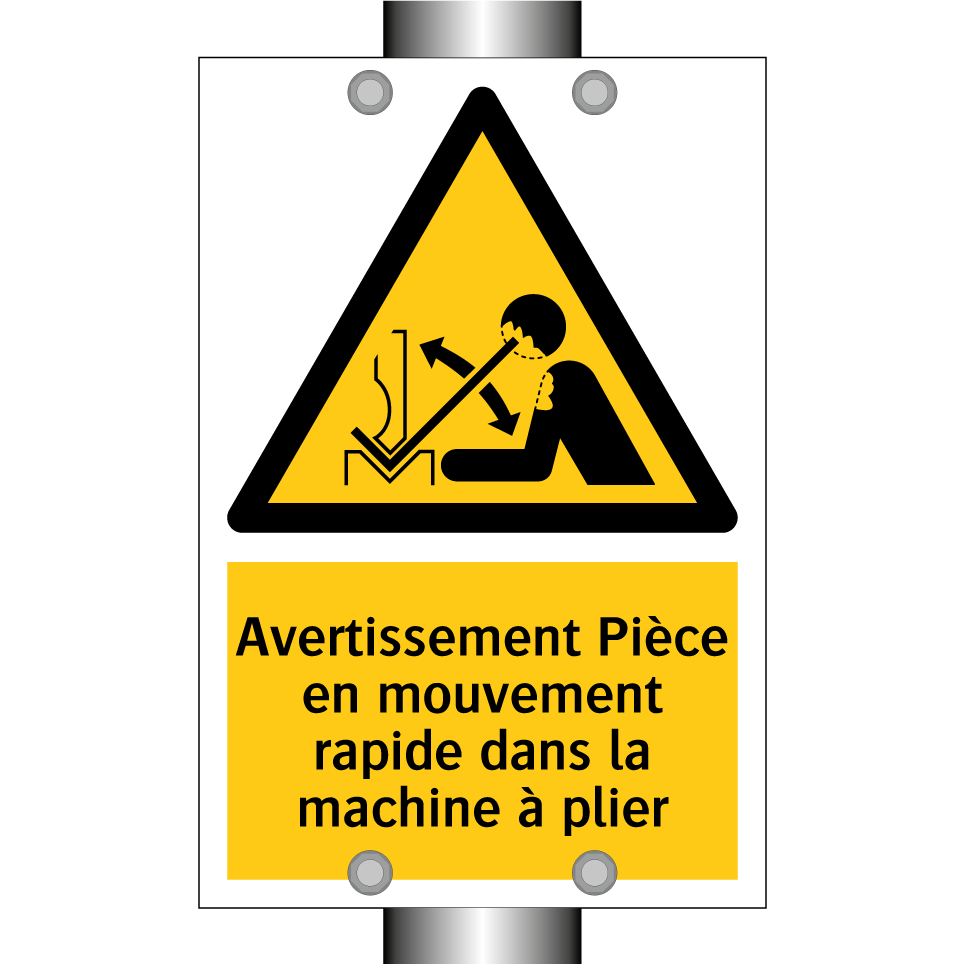 Avertissement Pièce en mouvement rapide dans la machine à plier