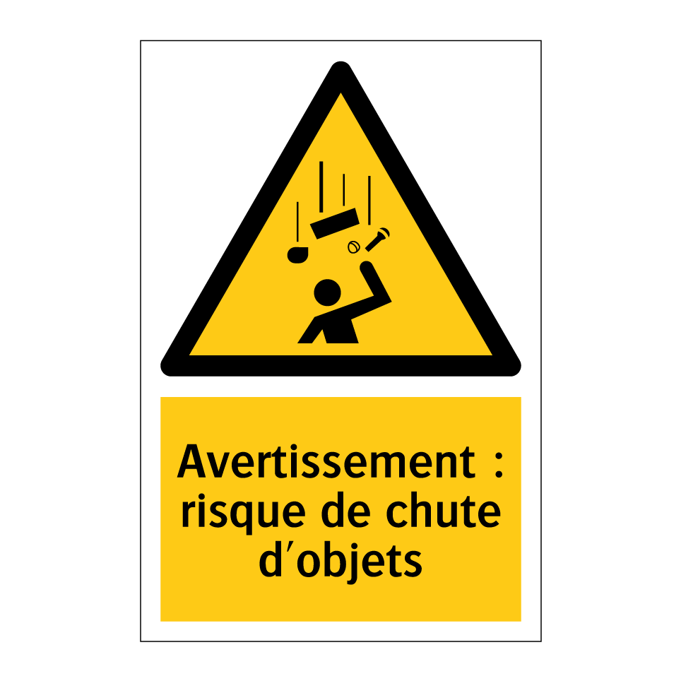 Avertissement : risque de chute d'objets