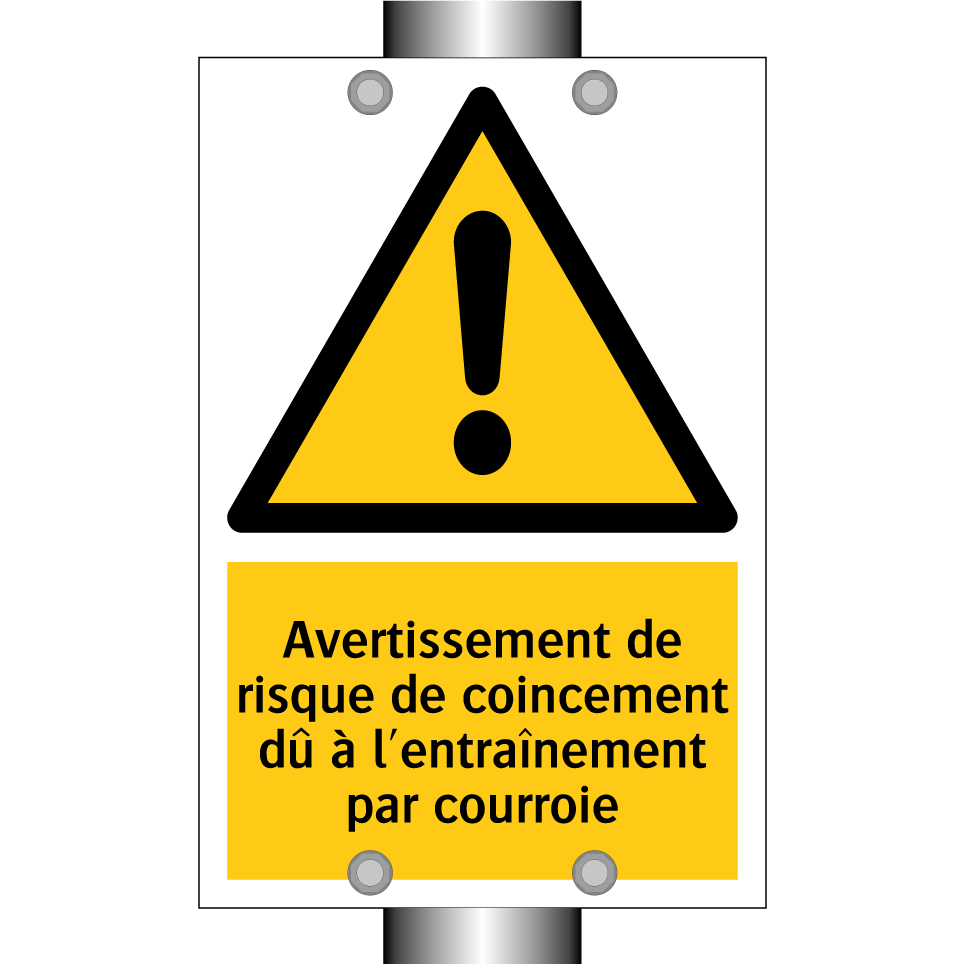 Avertissement de risque de coincement dû à l'entraînement par courroie