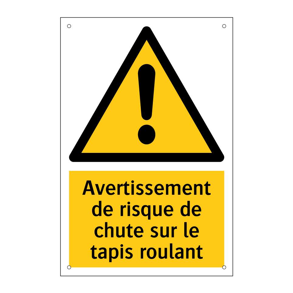 Avertissement de risque de chute sur le tapis roulant