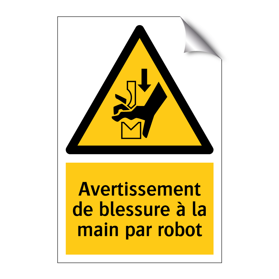 Avertissement de blessure à la main par robot