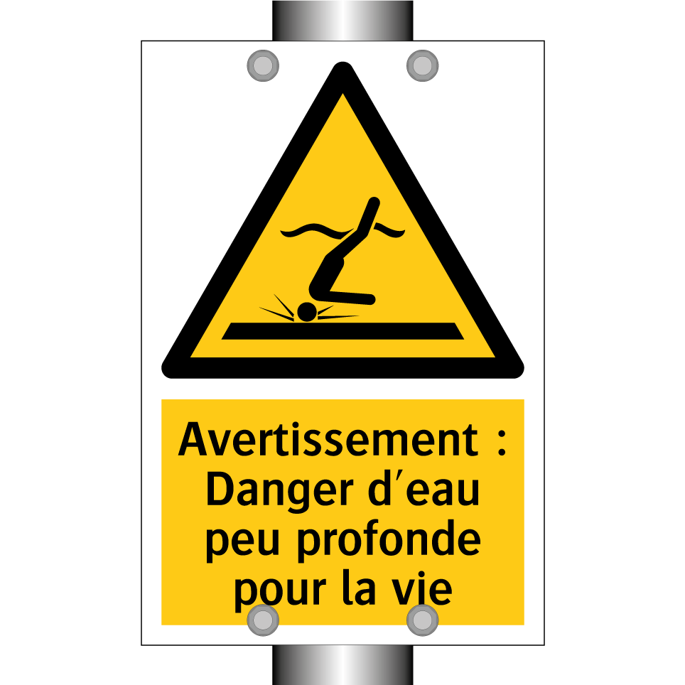 Avertissement : Danger d'eau peu profonde pour la vie