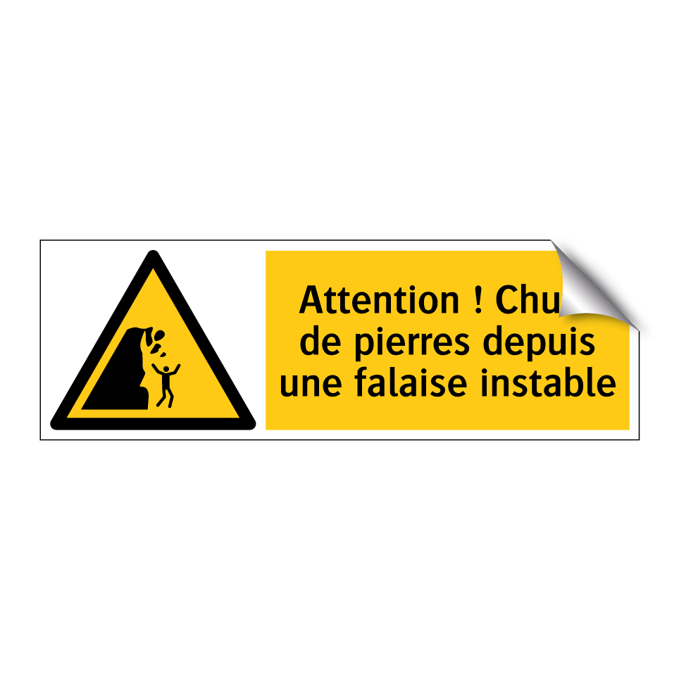 Attention ! Chute de pierres depuis une falaise instable