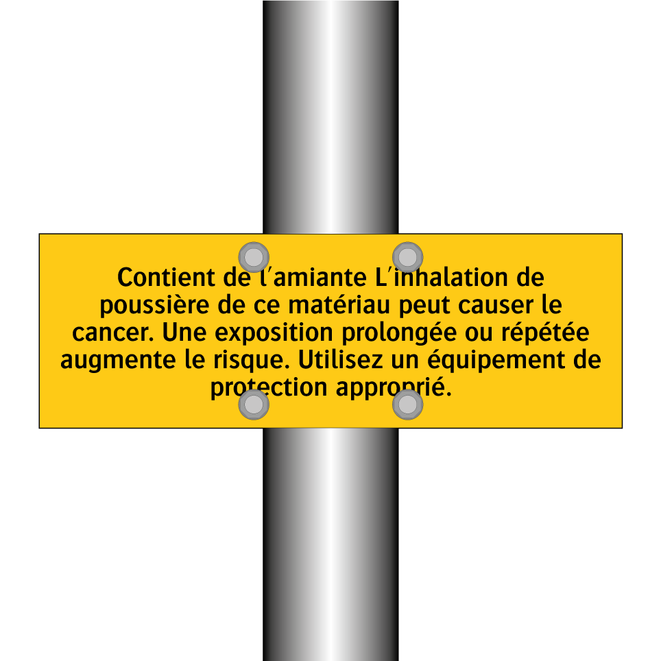Contient de l'amiante L'inhalation de poussière de ce matériau peut causer le cancer. Une exposition prolongée ou répétée augmente le risque. Utilisez un équipement de protection approprié