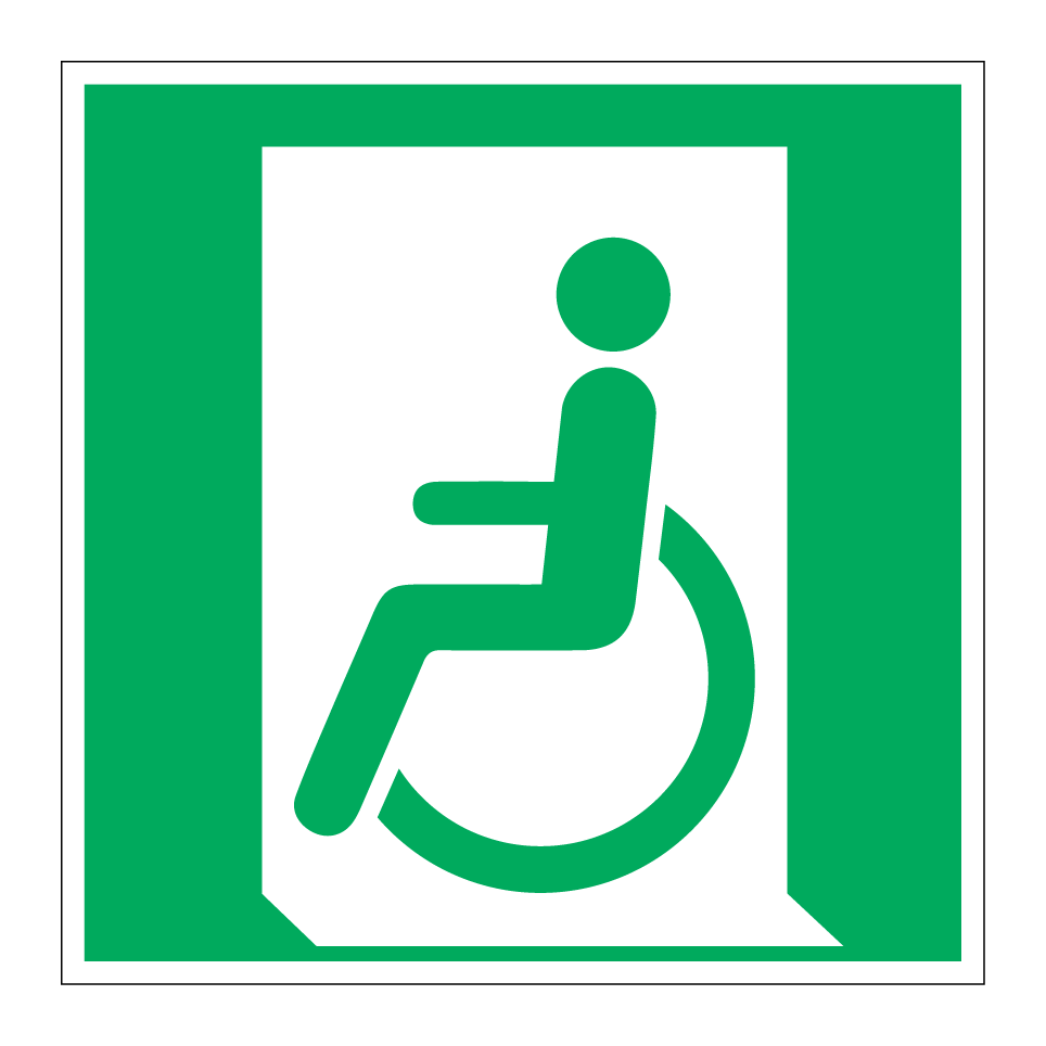 E026 Salida de emergencia para personas que no pueden caminar o con discapacidad para caminar (izquierda)