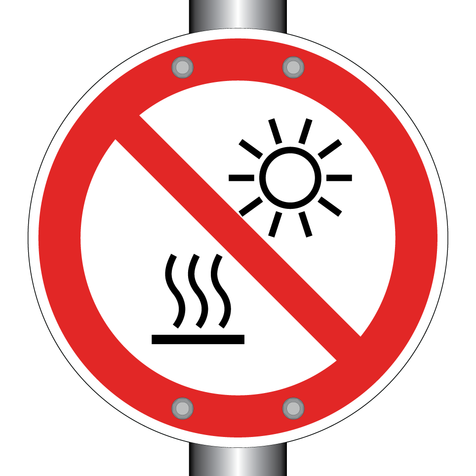P068 Do not expose to direct sunlight or hot surface