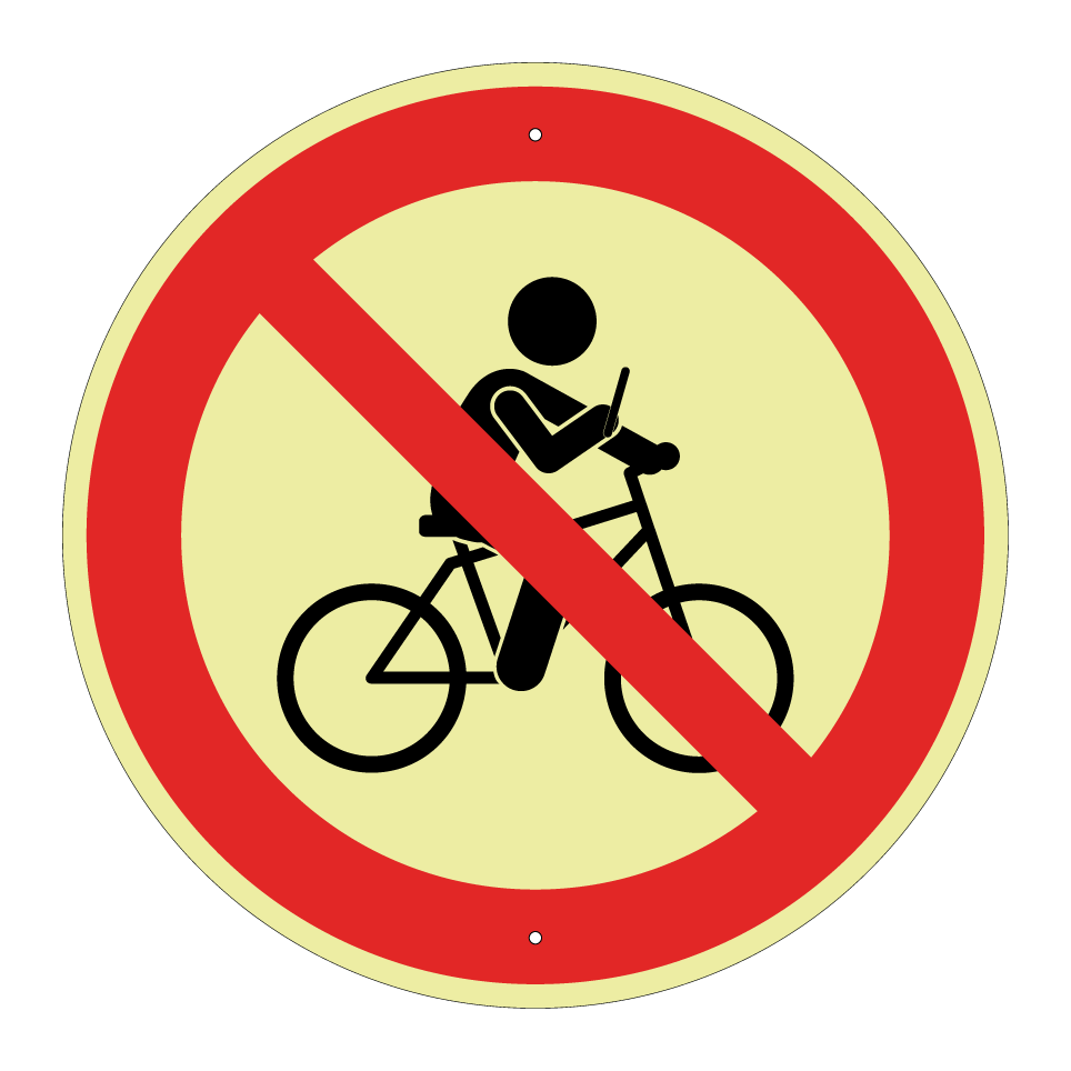 Prohibido andar en bicicleta mientras se usa el teléfono