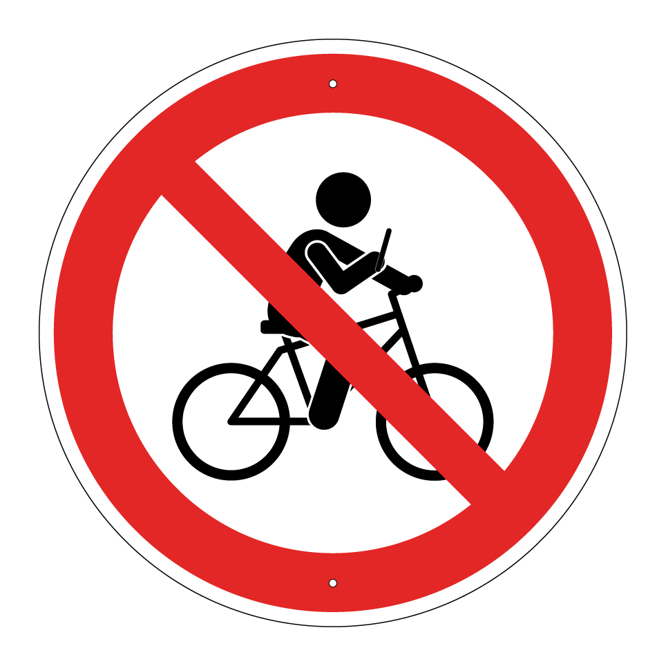 Prohibido andar en bicicleta mientras se usa el teléfono