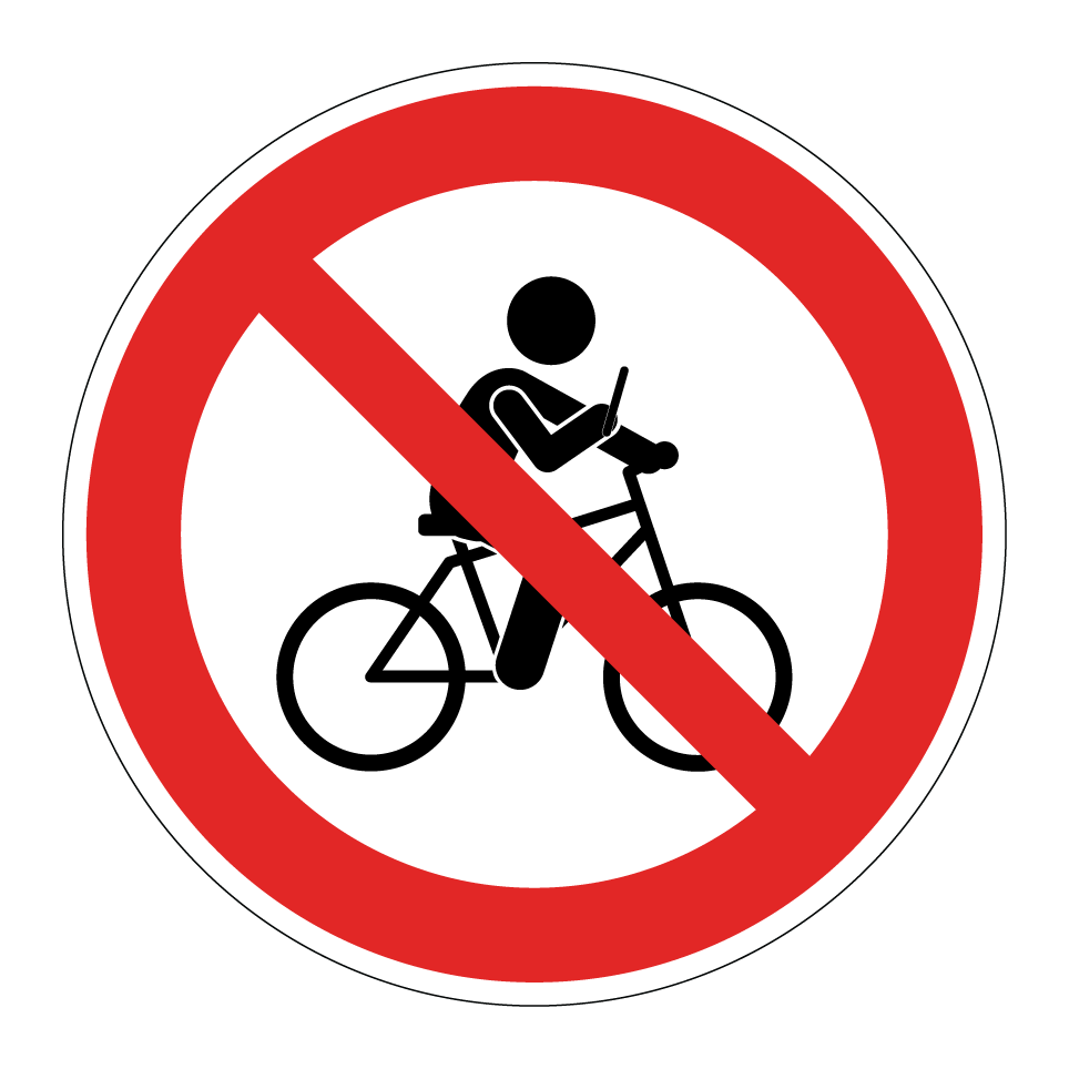 Prohibido andar en bicicleta mientras se usa el teléfono