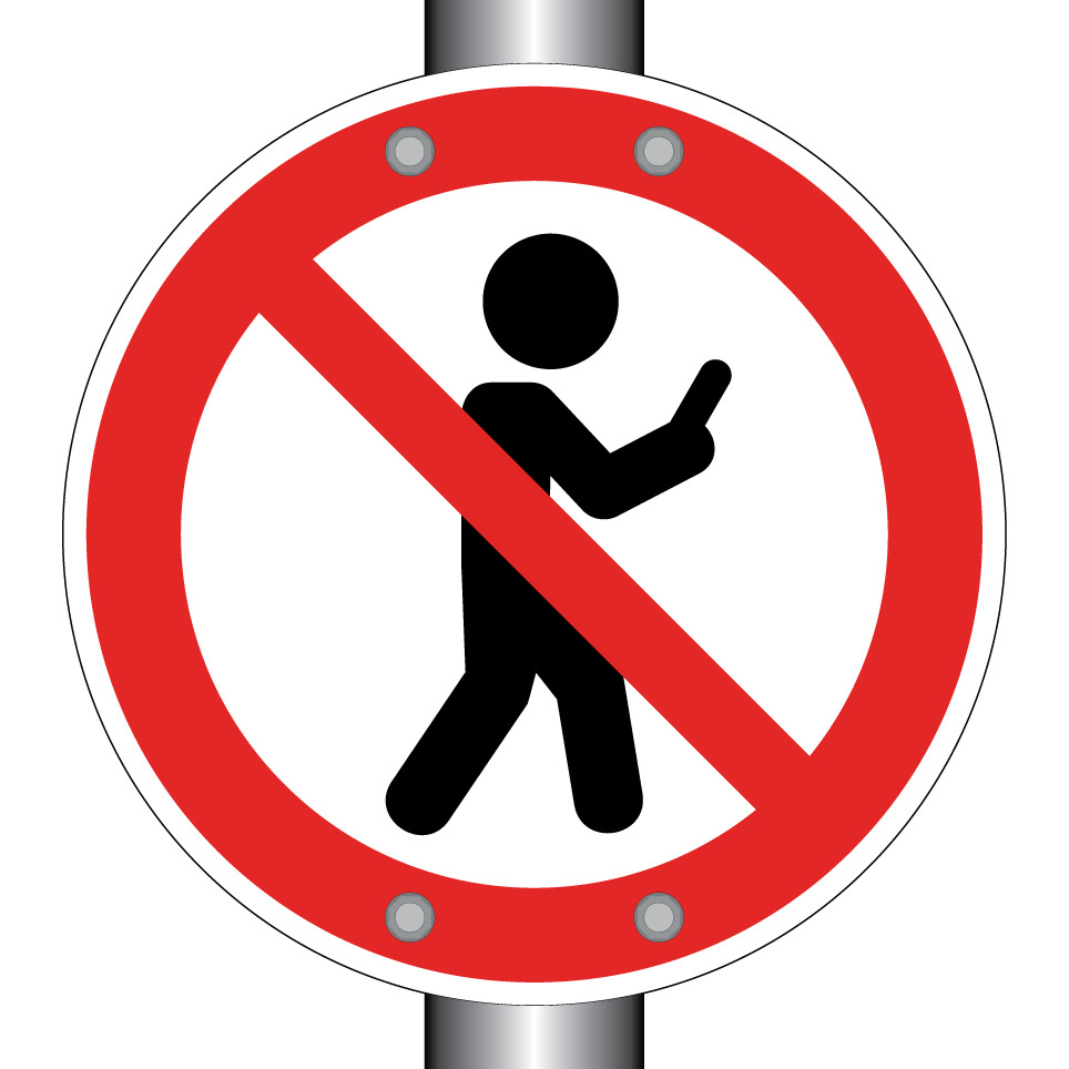No walking while using mobile phone