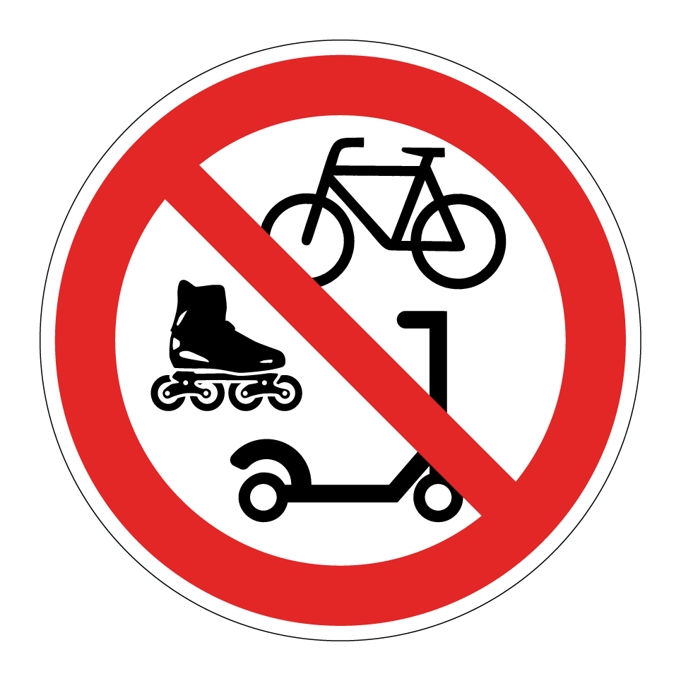 No bicycles, rollerblading or scooters