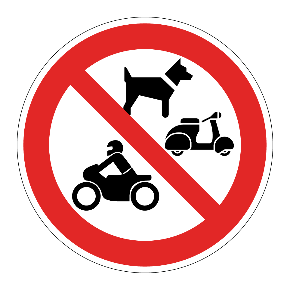 No dogs motorcycles or mopeds